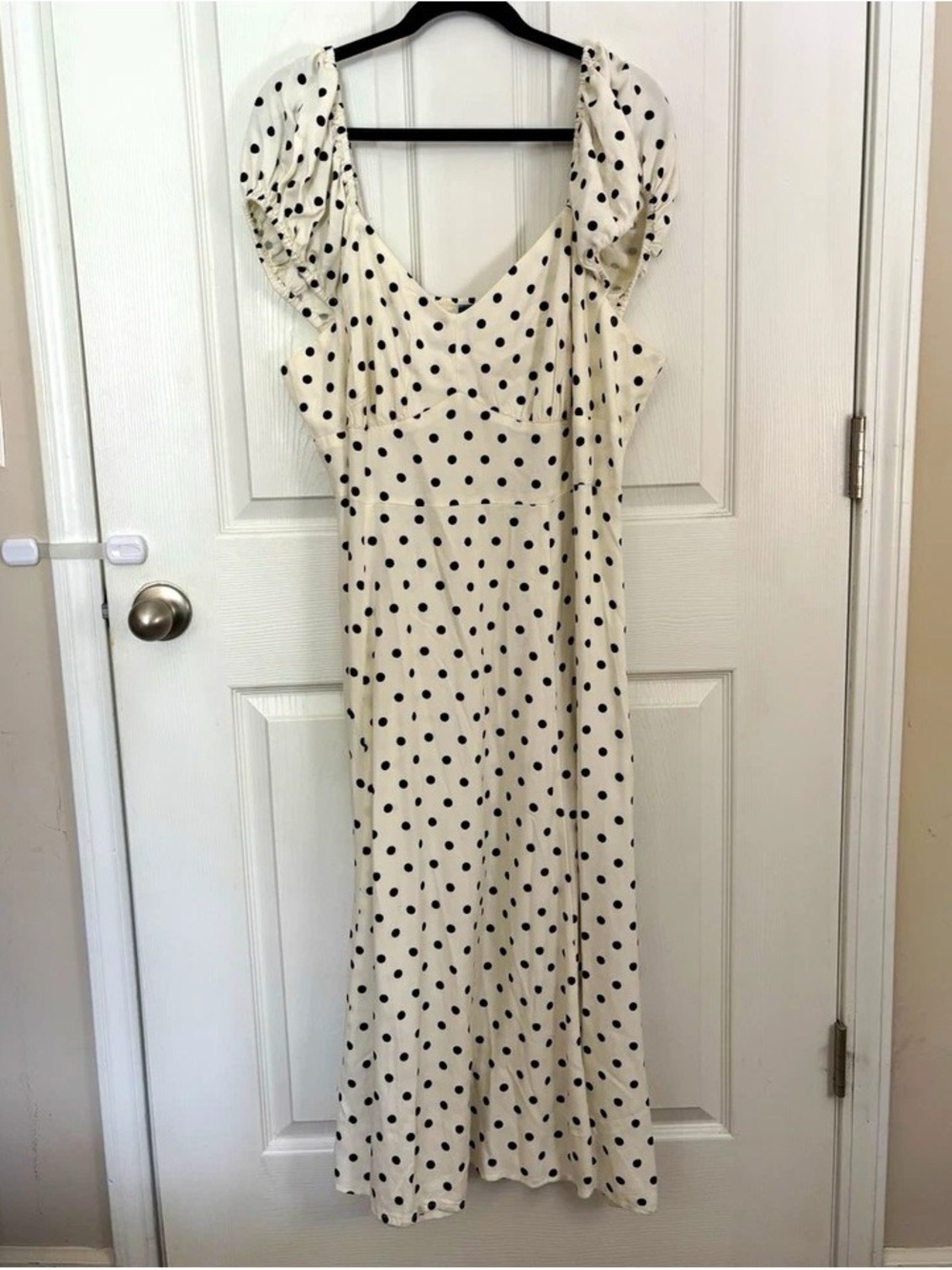 Old Navy Cream Midi Dress with Black Polka Dots